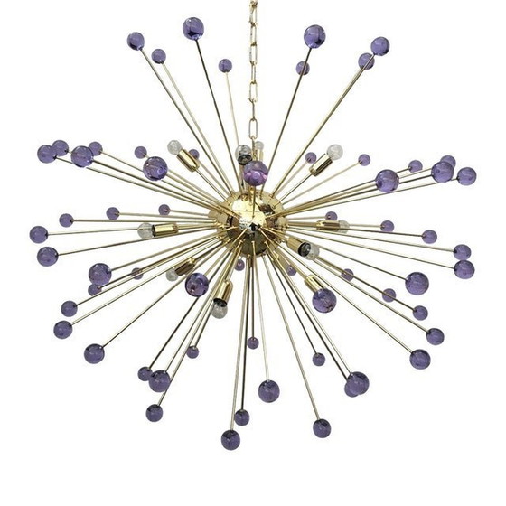 Image 1 of Contemporary Alessandrite “Star” Murano Glass Sputnik Chandelier