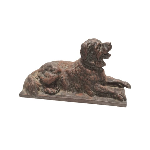 Antique Cast Iron Reclining Dog 2E Half 19th Century