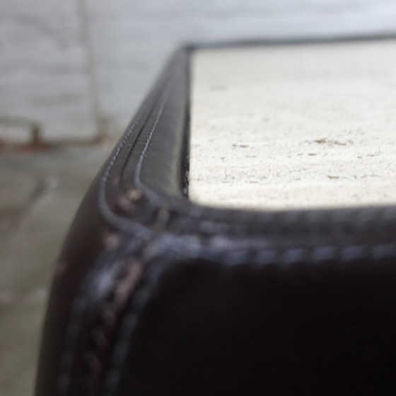 Image 1 of Coffee table leather & travertine