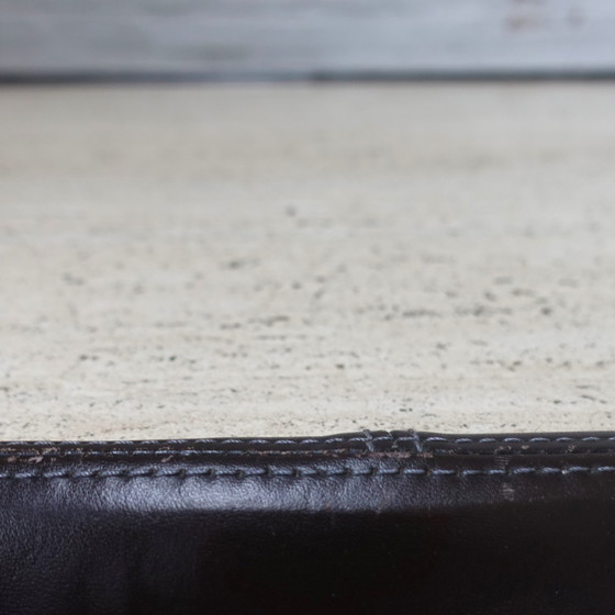 Image 1 of Coffee table leather & travertine