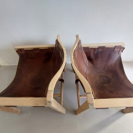 Image 1 of 2x Vintage Saddle Leather Loungechairs