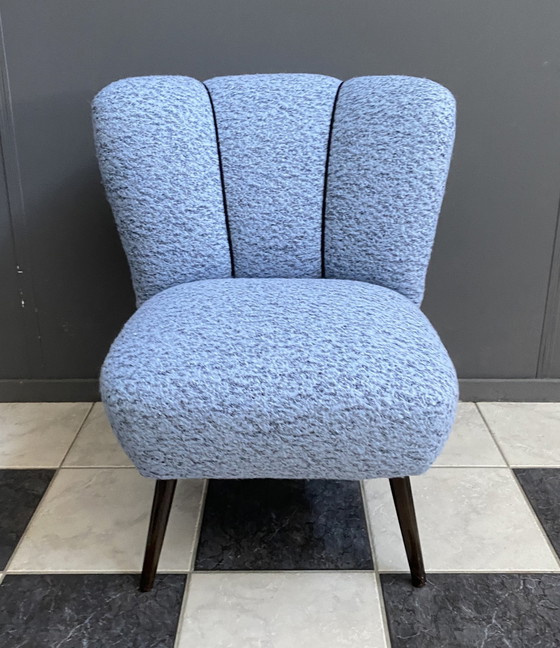 Image 1 of Sedia da cocktail in lana blu anni '60