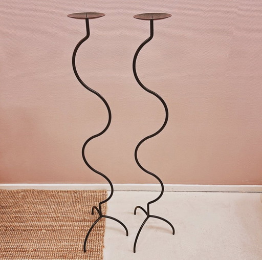 Swirly Metal Candlesticks