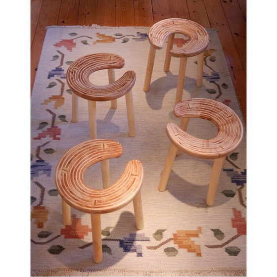 Image 1 of Set of mid-century 4 sauna stools for the Palace Hotel Helsinki, 1952