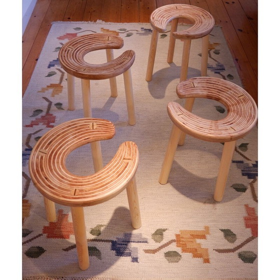 Image 1 of Set of mid-century 4 sauna stools for the Palace Hotel Helsinki, 1952