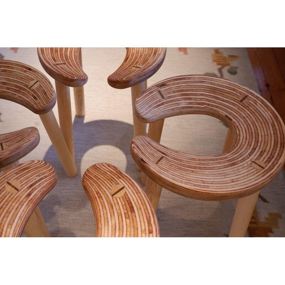 Image 1 of Set of mid-century 4 sauna stools for the Palace Hotel Helsinki, 1952