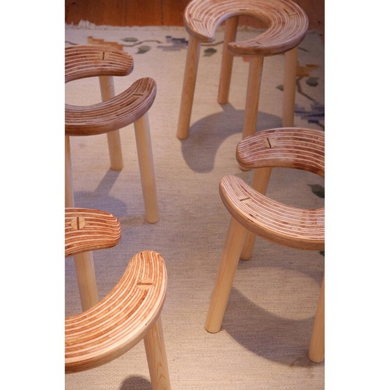 Image 1 of Set of mid-century 4 sauna stools for the Palace Hotel Helsinki, 1952