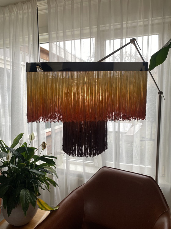 Image 1 of Mid - Century Pendant Lamp Chrome Fringe Look