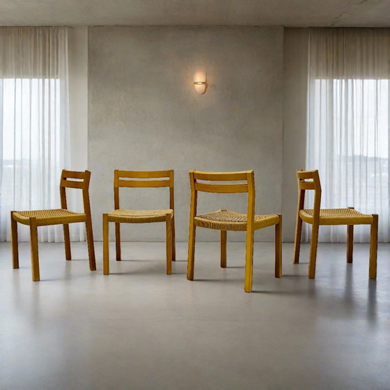 Image 1 of 4X Jl Moller Dining Chairs Papercord