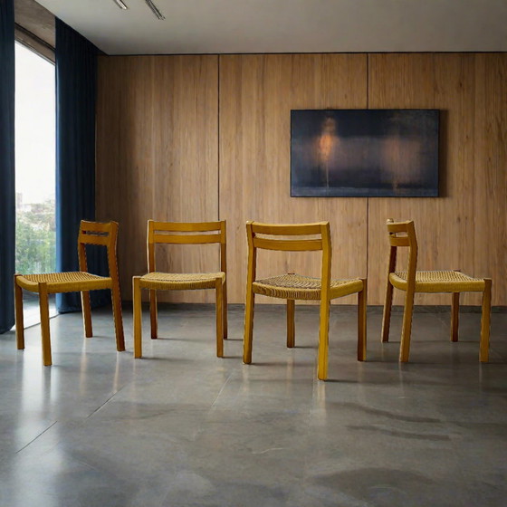 Image 1 of 4X Jl Moller Dining Chairs Papercord