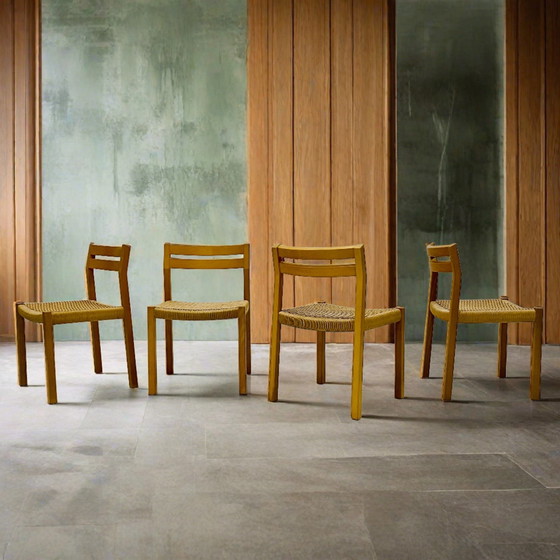 Image 1 of 4X Jl Moller Dining Chairs Papercord