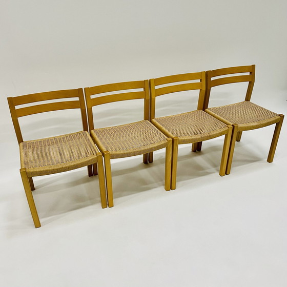 Image 1 of 4X Jl Moller Dining Chairs Papercord