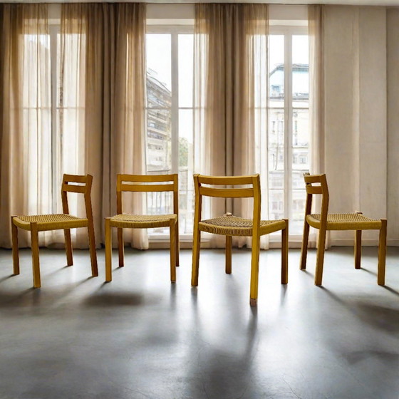 Image 1 of 4X Jl Moller Dining Chairs Papercord