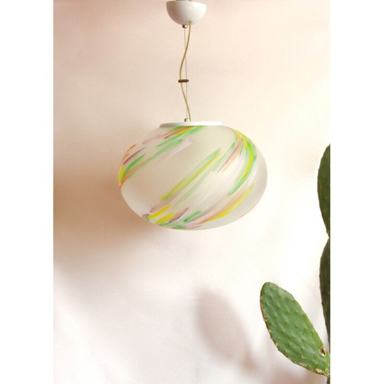 Image 1 of Vintage Primavera pastel Murano glass pendant lamp, Italy 1970s