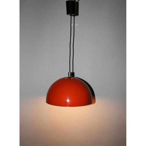 Image 1 of Vintage orange lacquered metal pendant lamp, 1970