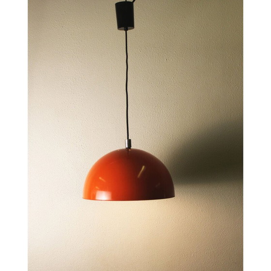 Image 1 of Vintage orange lacquered metal pendant lamp, 1970