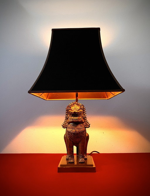Lampada da tavolo vintage Thai Singha Lion/Foo Dog - in "stile Maison Jansen" - anni '60