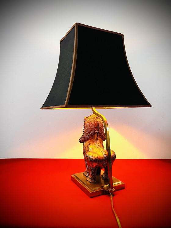 Image 1 of Lampada da tavolo vintage Thai Singha Lion/Foo Dog - in "stile Maison Jansen" - anni '60
