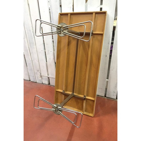 Image 1 of Vintage white polyrethane coffee table with chrome metal frame, East Germany 1970