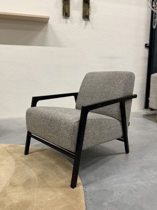 Harvink Splinter Armchair Gray Wool Fabric Black Frame