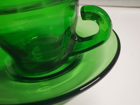 Image 1 of 2046 Vintage Design Green Cups And Saucers