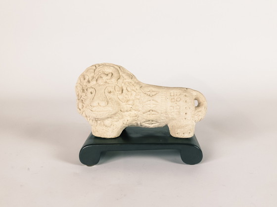 Image 1 of Bitossi - Aldo Londi - Lion - Lion on stand - unglazed - sculpture - Flavio Montelupo - 80's