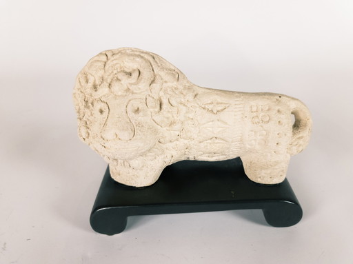 Bitossi - Aldo Londi - Lion - Lion on stand - unglazed - sculpture - Flavio Montelupo - 80's