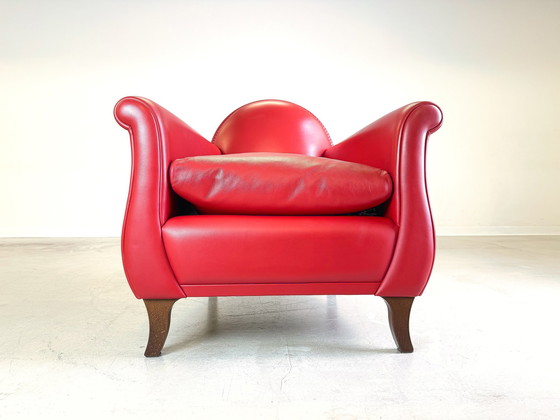 Image 1 of Lyra Armchair Poltrona Frau By Renzo Frau Leather Red Lira