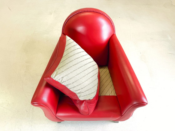 Image 1 of Lyra Armchair Poltrona Frau By Renzo Frau Leather Red Lira