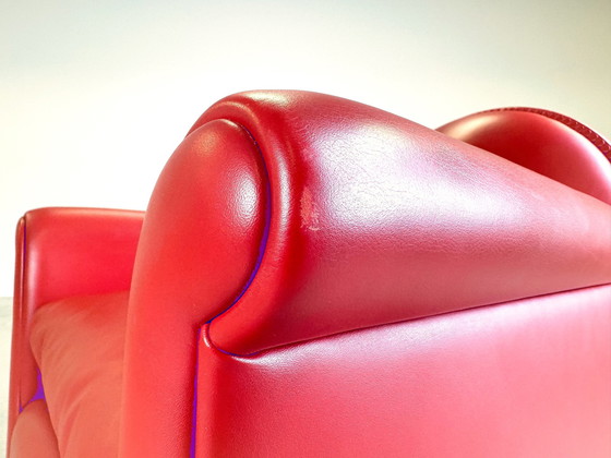 Image 1 of Lyra Armchair Poltrona Frau By Renzo Frau Leather Red Lira