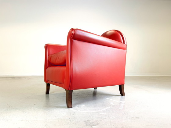 Image 1 of Lyra Armchair Poltrona Frau By Renzo Frau Leather Red Lira