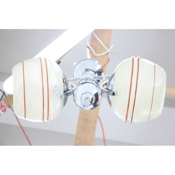 Image 1 of Lampadario vintage in vetro cromato art déco, Cecoslovacchia 1930