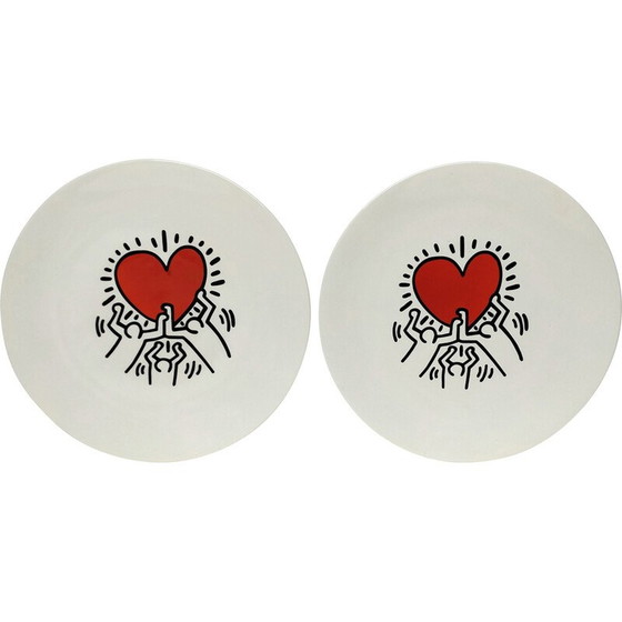 Image 1 of Pair of vintage plates by Keith Haring, 1990s