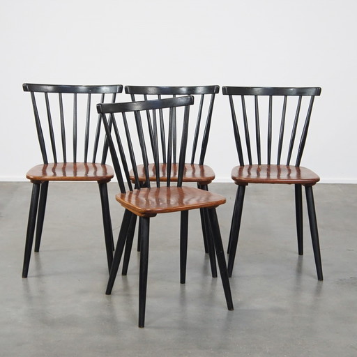 Black dining chairs mid century sale