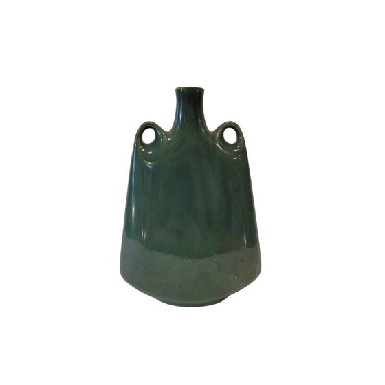 Image 1 of Vintage handmade vase in organic green, France 1970