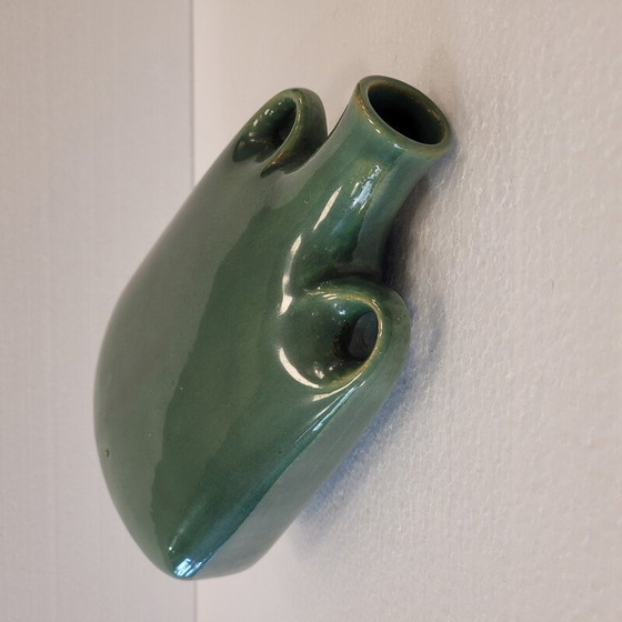 Image 1 of Vintage handmade vase in organic green, France 1970