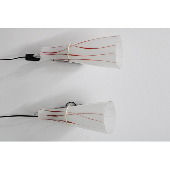 Image 1 of Pair of vintage glass wall lamp, Czechoslovakia 1970