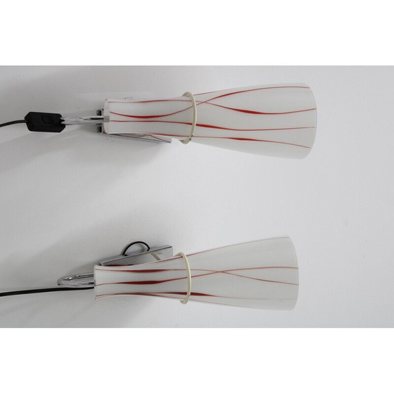 Image 1 of Pair of vintage glass wall lamp, Czechoslovakia 1970