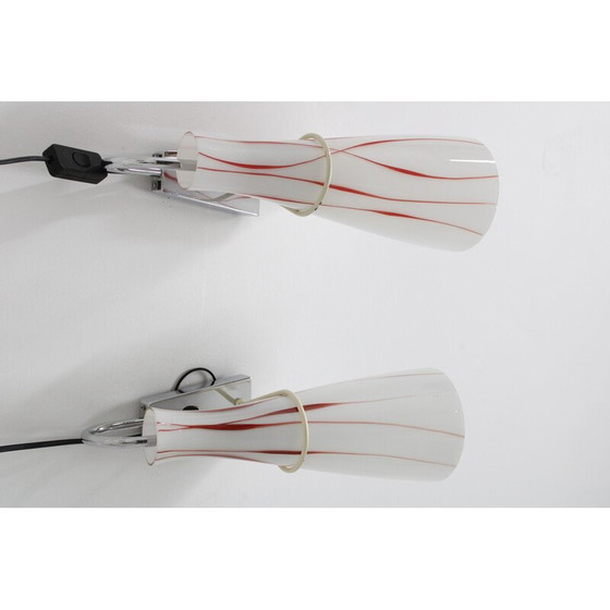 Image 1 of Pair of vintage glass wall lamp, Czechoslovakia 1970