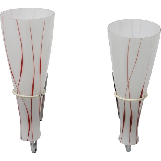 Image 1 of Pair of vintage glass wall lamp, Czechoslovakia 1970
