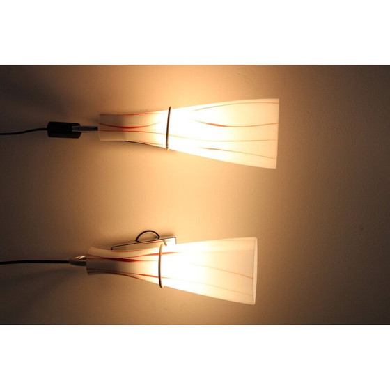 Image 1 of Pair of vintage glass wall lamp, Czechoslovakia 1970