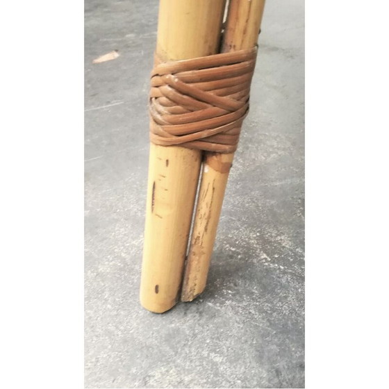 Image 1 of Vintage table in rush and bamboo, 1950