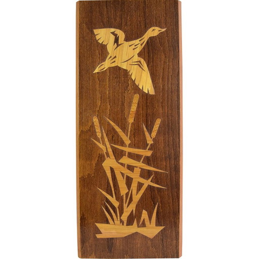 Vintage wall wood mallard decoration, 1950