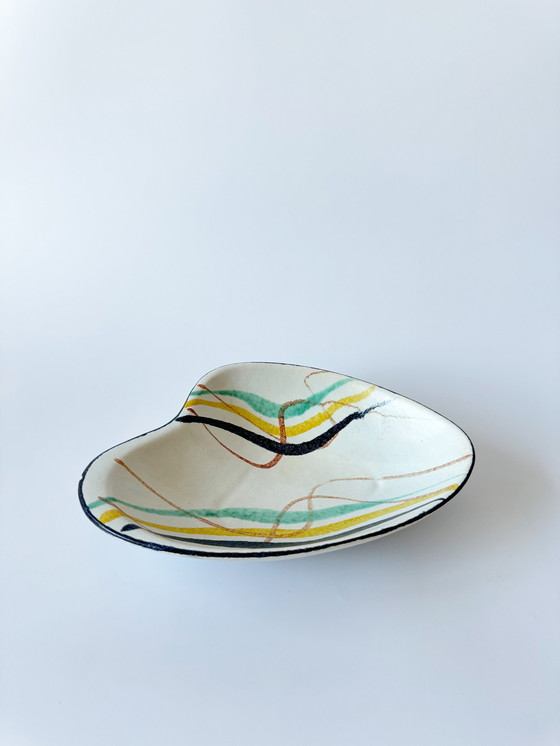 Image 1 of Bay Keramik, ciotola con motivo colorato, Germania Ovest, forma a rene, asimmetrica, anni '60, metà secolo, ceramica della G