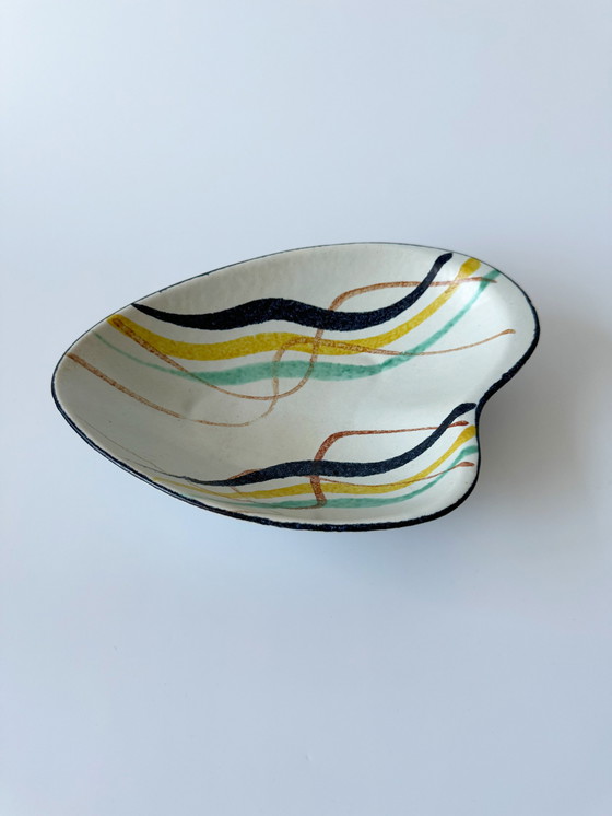 Image 1 of Bay Keramik, ciotola con motivo colorato, Germania Ovest, forma a rene, asimmetrica, anni '60, metà secolo, ceramica della G