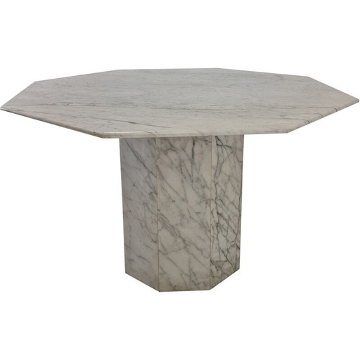 Vintage octagonal dining table in Carrara marble, Italy 1960