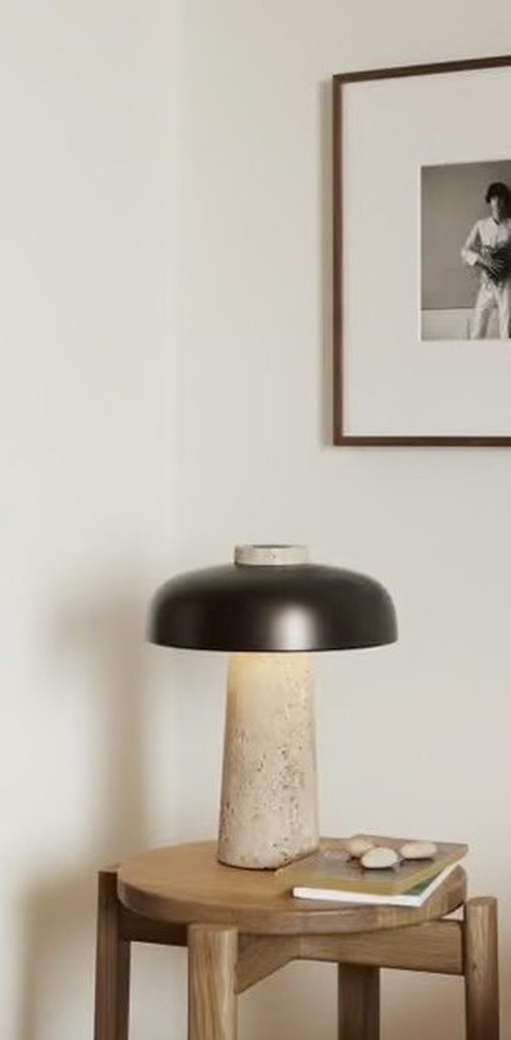 Image 1 of Audo Reverse Table Lamp Travertine Brass