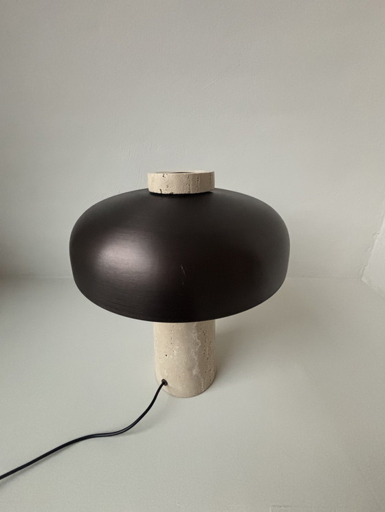 Image 1 of Audo Reverse Table Lamp Travertine Brass