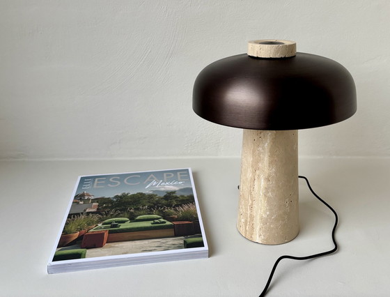 Image 1 of Audo Reverse Table Lamp Travertine Brass