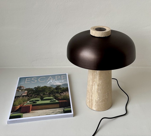 Audo Reverse Table Lamp Travertine Brass